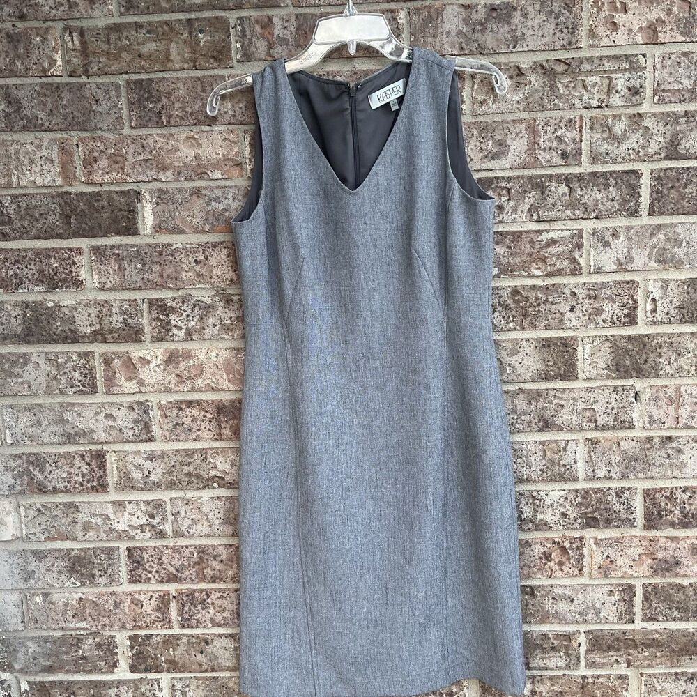Kasper 2 Pc Dress Suit Set Gray Heathered Blazer Jacket Sleeveless Sheath 4P - Picture 9 of 15